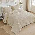 Kingnex Oversized King Bedspreads 128x120 Ultrasonic Quilted Beige | Extra Wide by Kingnex