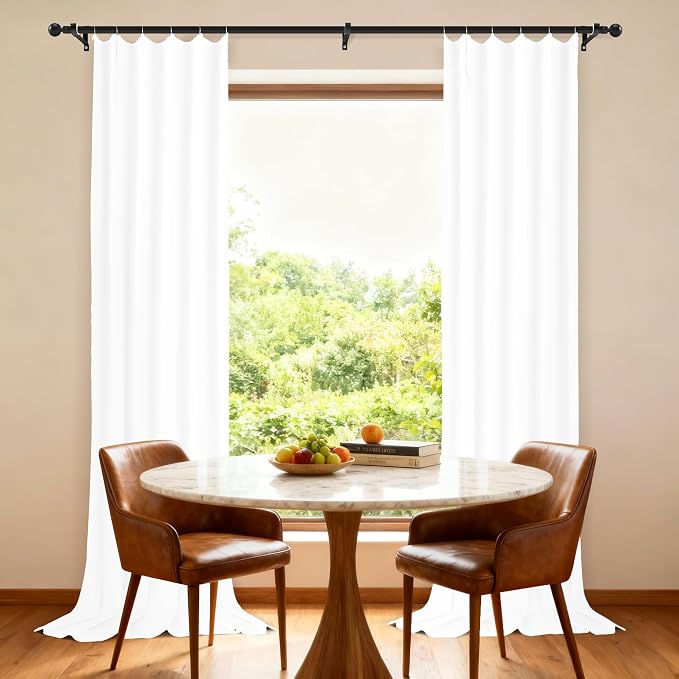 Etherealveil Pure White Pinch Pleated Semi Blackout Curtains 2P 40"x108" | Back - Image 2
