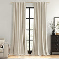 100% Blackout Linen Curtains for Bedroom 84 inches Long, Thermal Insulated Room by Guken