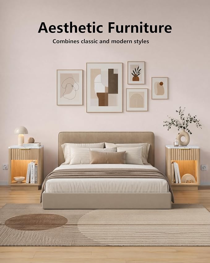 Akxomel Fluted Nightstand Bedside Table - Image 4