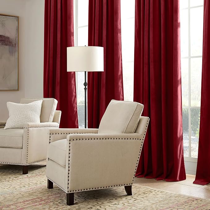 RYB HOME Red Velvet Blackout Curtains 90 inches - Image 7