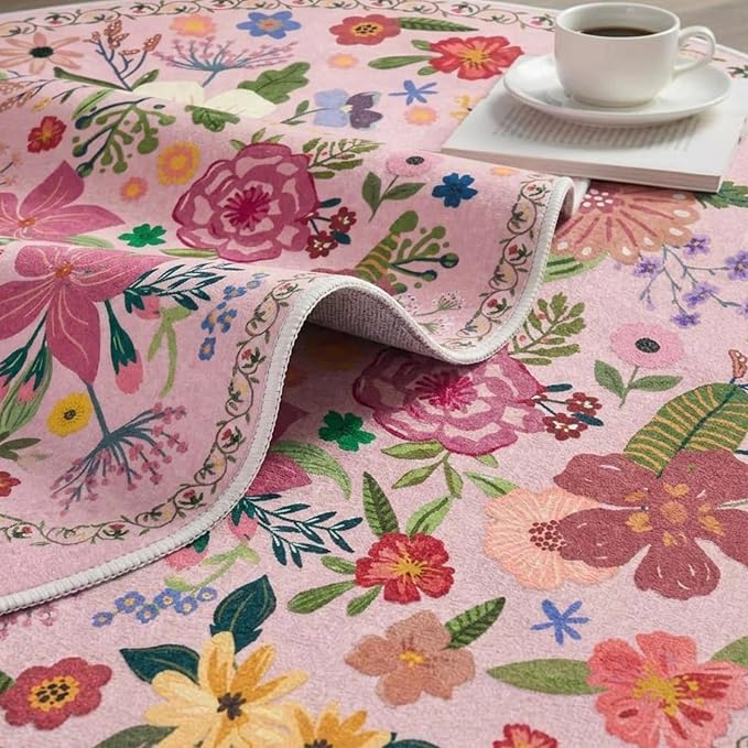 Latte&Fog 4ft Pink Round Area Rug - Image 7