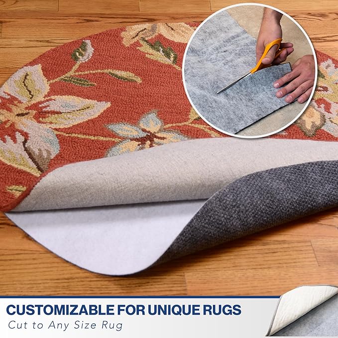 2' Round Non-Slip Rug Pad, Reversible Gripper, Non Skid Pads for Hardwood, Vinyl, Tile, Laminate Floors, Keep Area Rugs Secure, Natural Materials Safe for Indoor Flooring, ¼” Thick