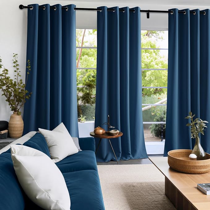 NICETOWN Morrocan Blue Decor Room Darkening Curtains 63 Inches Long 2 Panels - Image 8