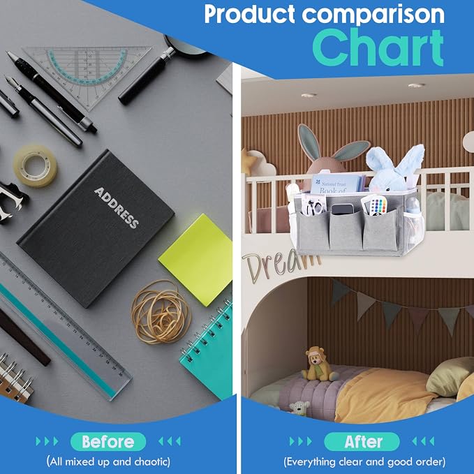 3 Pcs Bedside Caddy Storage Organizer, Bedside Hanging Storage Bag - Image 5