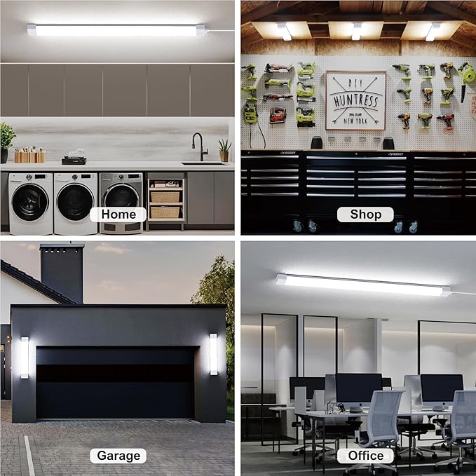 ONIDEK Under Cabinet Lights with Plug. 2700K-6500K Dimming and Color. with Wireless Control Panel and Remote Control.36W 3600LM for Garage, Kitchen, Bathroom, Closet, Office (45 inch-2PCS)