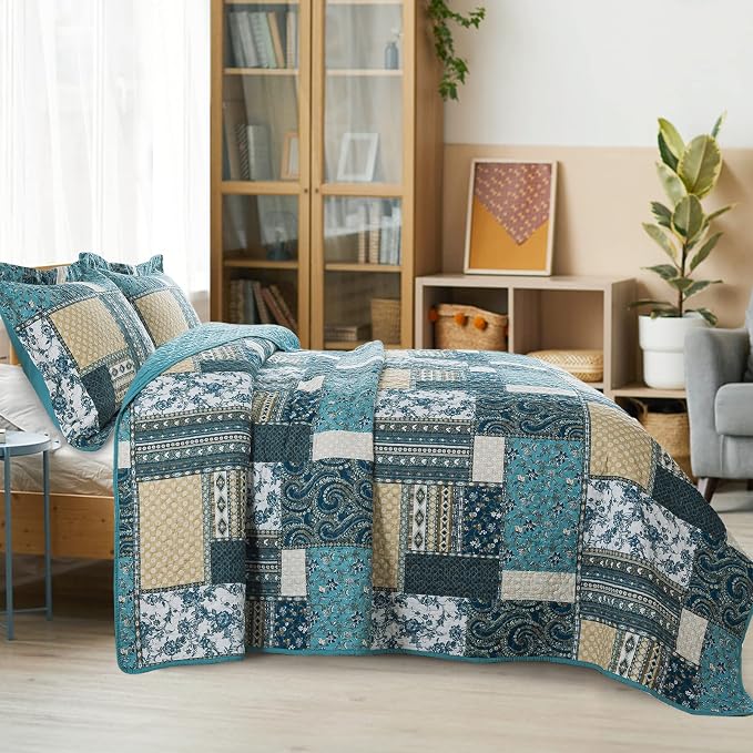 VAPUTAR Farmhouse Quilts King Size, 100% Cotton Face King Quilt Bedding Set | 3 - Image 9