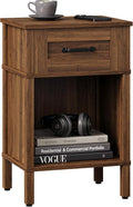 Farmhouse Nightstand with Drawer, Small Wood Bedside Table, Rustic Side Table by Unknown