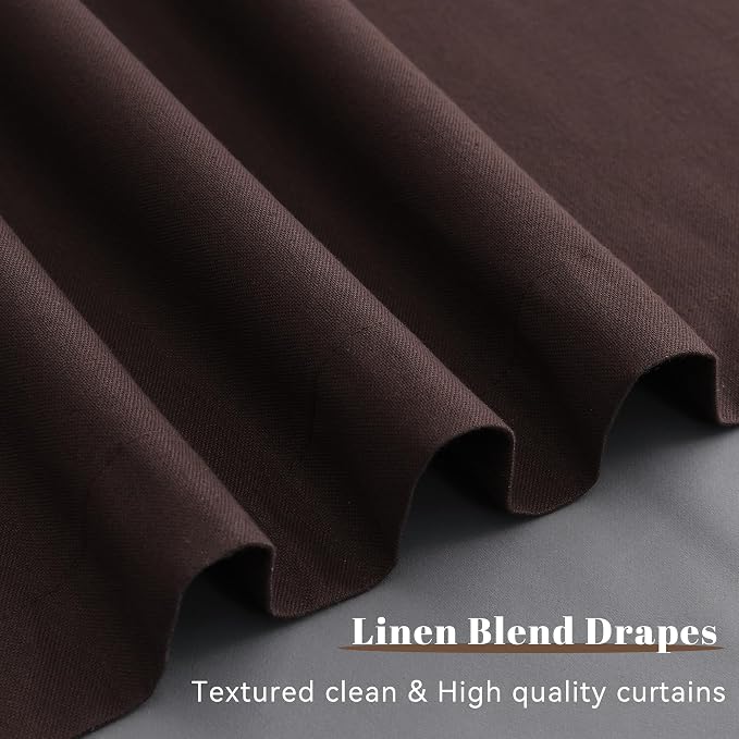 Coffee Linen 100% Blackout Curtains - Image 4