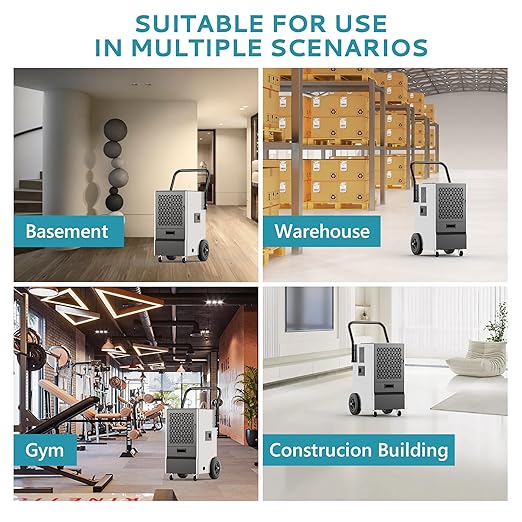 EUHOMY 160 Pints Commercial Dehumidifier with Pump,Large Dehumidifier for Basement With Drain Hose,Timer and 4 Wheels,Industrial Dehumidifiers for Flood Repair,Drying Basement,Warehouse and Factory