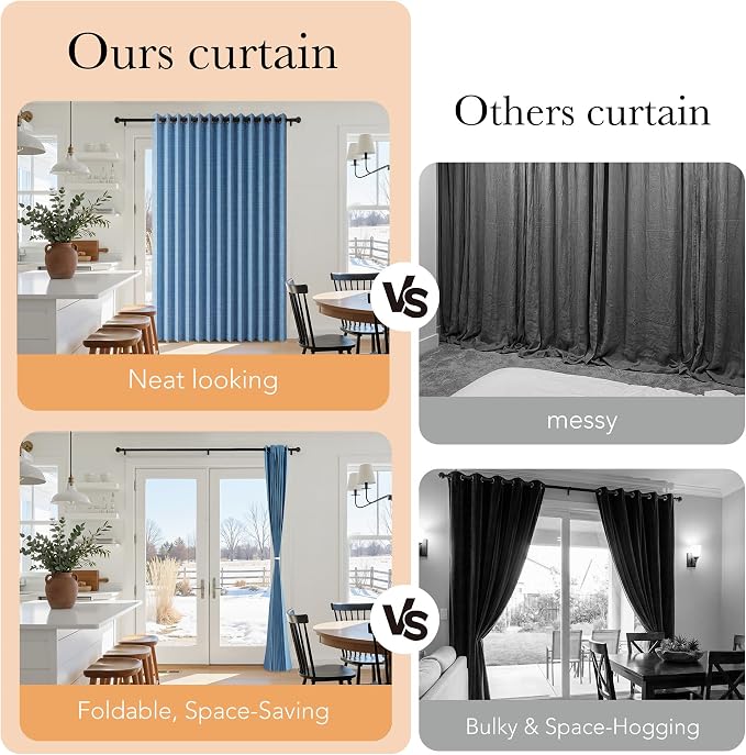 RYB HOME Accordion Style Room Divider Curtains 100% Blackout | Curtain - Image 6
