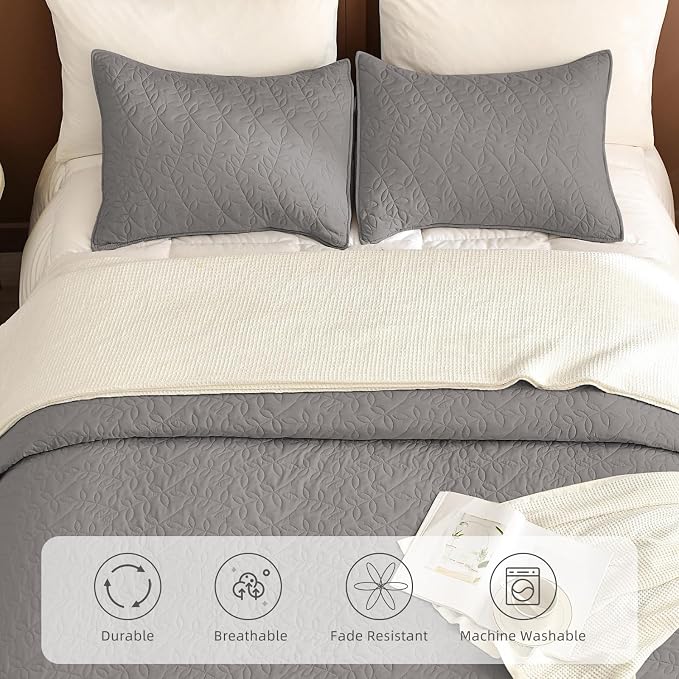 Lady Ann Gray Oversized King Bedspread 128x120 - Image 5