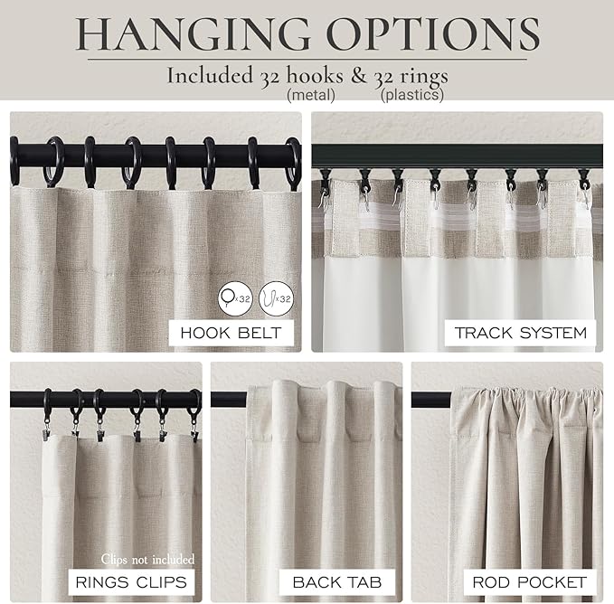 QJmydeco Black Out 96 Inch Long Boho Curtains 2 Panel Set, Farmhouse Curtains - Image 4