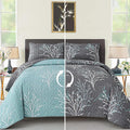 DJY Full Size Quilt Set Grey Blue Reversible Bedspread Bedding Set | 3 Piece by HOME