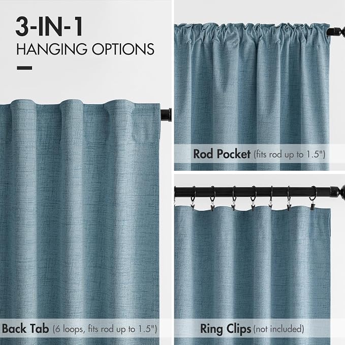 MIULEE 100% Blackout Curtains 90 inches Long Linen Curtains & Drapes - Image 6