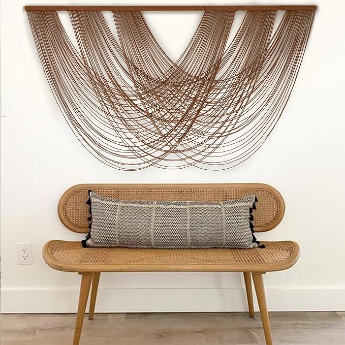 Large Macrame Wall Hanging Brown Die-Dyed 59.00" W x 31.00" L Boho Wall Decor - Image 2
