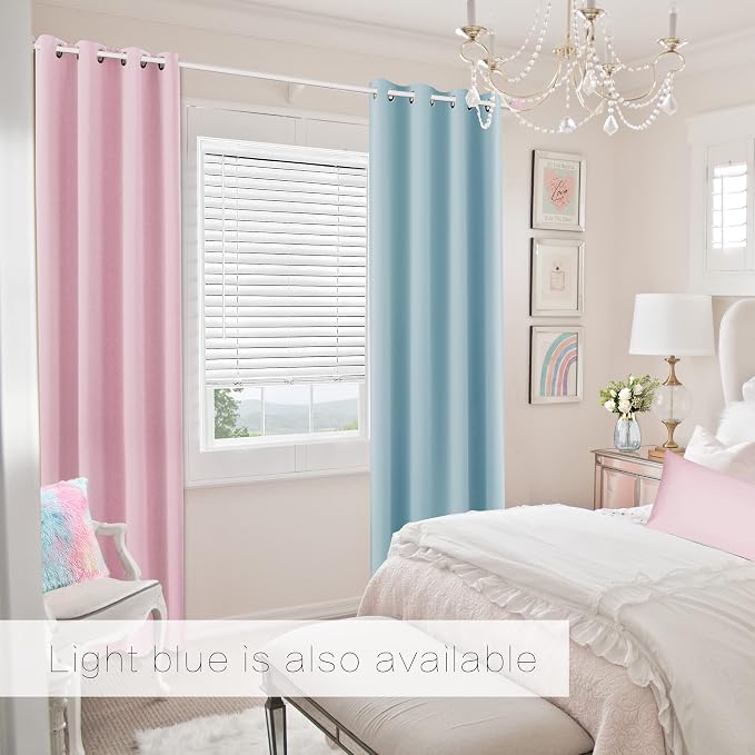 KOUFALL Bubble Gum Pink Blackout Curtains - Image 3