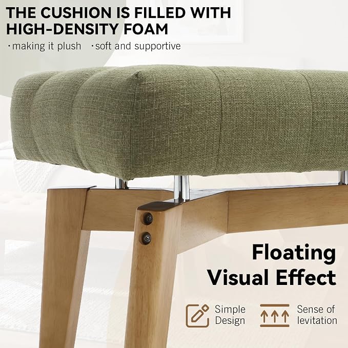 DUOMAY Green Upholstered End of Bed Bench - Image 3