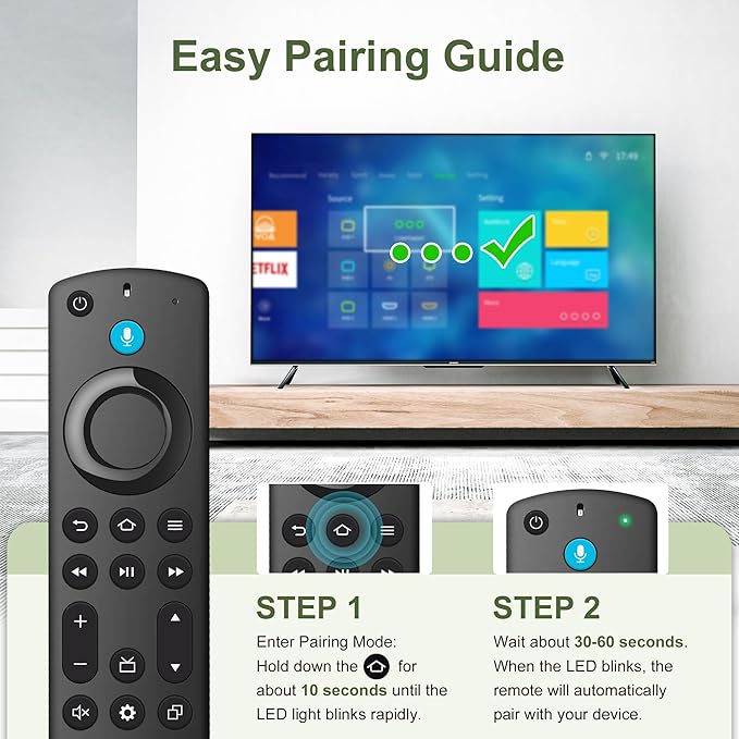 Replacement Voice Remote Control Fit for Fire Smart AMZ TV Stick(HD/Lite/4K Max/4K/Cube), FireSeries Stick(2nd Gen/3rd Gen), Smart TVs 3rd Gen, for All Omni QLED Series＆Insignia-Pioneer-Hisense-TCL