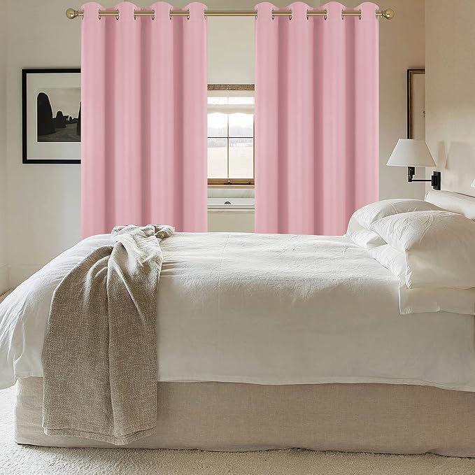 Diraysid Pink Grommet Blackout Curtains - Image 4