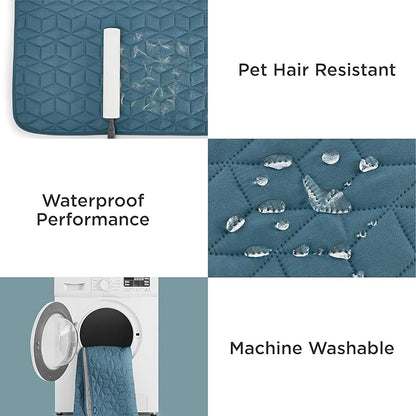 Bedsure 100% Waterproof Bed Cover for Dogs Washable - Non Slip Waterproof Dog Blanket for Bed, Lightweight Furniture Protector Durable for Pet Cat Puppy with Non-Slip Bottom, Blue, 82x102IN