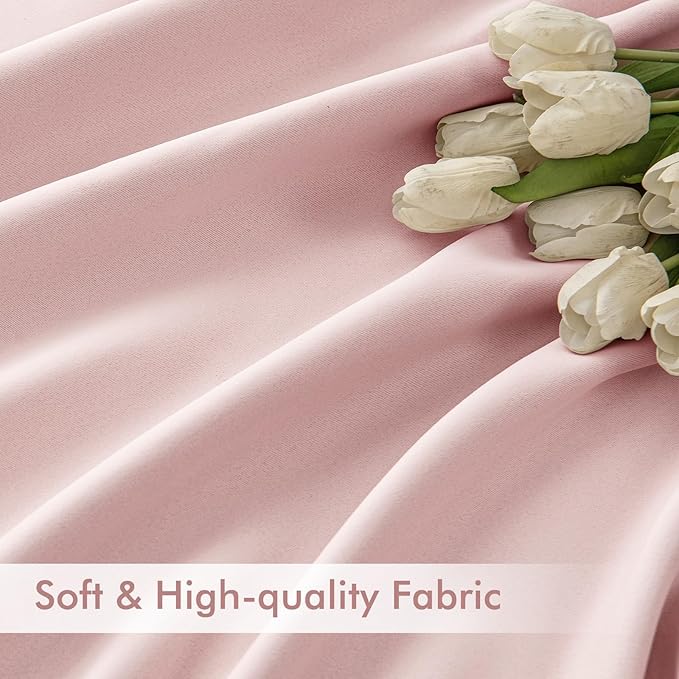 MIULEE Light Pink Back Tab Blackout Curtains 66x84 Inch Length 2 Panels Set | - Image 6
