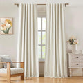 ZJDECOR Beige Striped Blackout Curtain Panels 95 Inch, Back Tab Rod Pocket | by ZJDECOR
