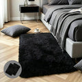 Black Fluffy Shag Rug 2x3, living room, kids room, boys and girls by KICHOWUA