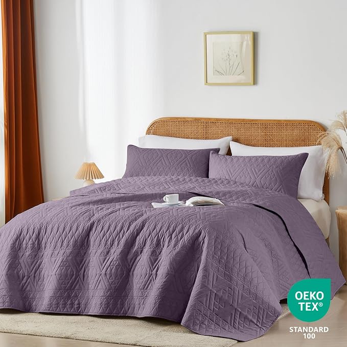 akkialla King/Cal King Quilt Set, Boho Geometric Pattern, Soft All-Season - Image 2