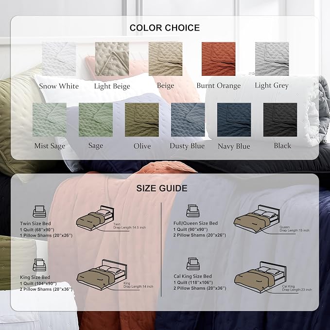 ROARINGWILD Beige Cloud King Size Quilt Bedding Sets - Image 7