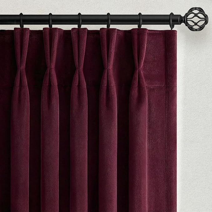 102 Inch Long Dark Purple Velvet Curtains by Unknown