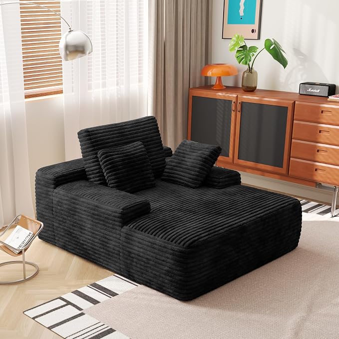 Oversized Chaise Lounge Chair Indoor, Plush Corduroy Boneless Sofa Bed - Image 8
