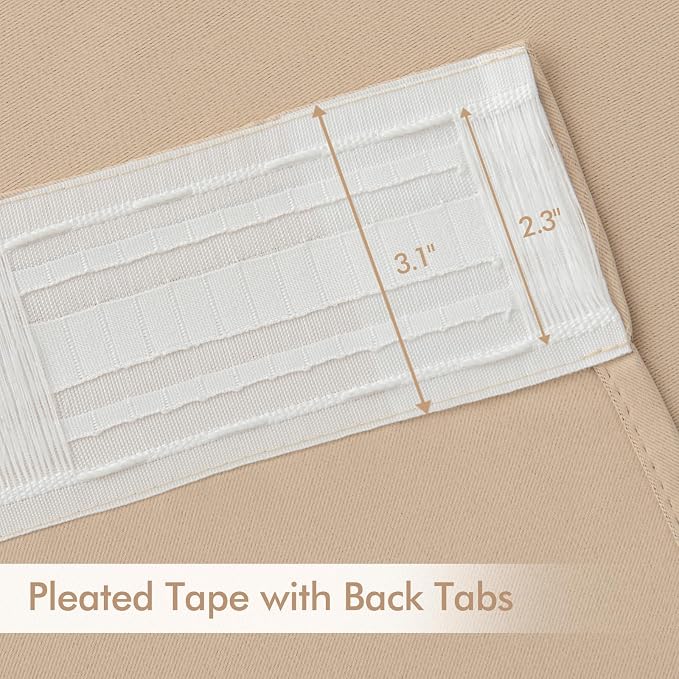 MIULEE Beige Back Tab Blackout Curtains 52x108 Inch Long 2 Panels Set | Rod - Image 4