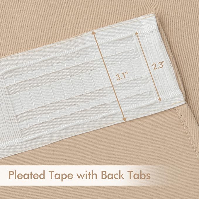 MIULEE Beige Back Tab Blackout Curtains 52x84 Inch Length 2 Panels Set | Rod - Image 4