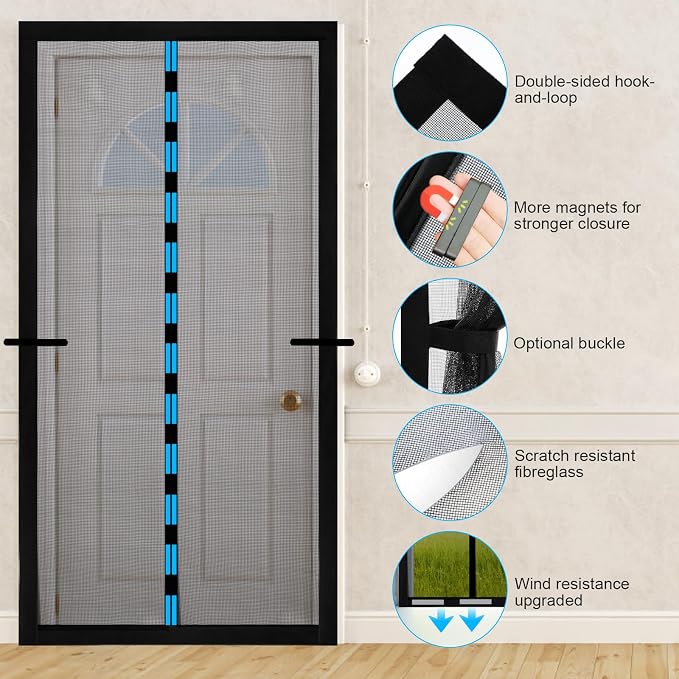 Fillis Magnetic Fly Screen Door, 100 x 220 cm, Insect Protection Balcony Door - Image 3