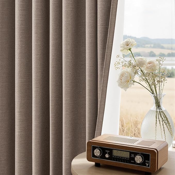 Topfinel 86 Inch Blackout Linen Curtains by Topfinel