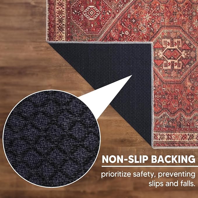 Keen Home Design 2x7 Rug - Machine Washable Runner Rug with Non-Slip Backing, Ideal for Hallway, Entryway, Kitchen, Laundry Room - Vintage, Easy Clean, Durable, Low Pile Rug - (2'6" x 7')