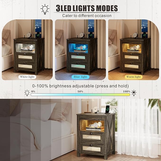 LED Night Stand with Gun Drawer & Charging Station | Human Sensor Lights - Image 5