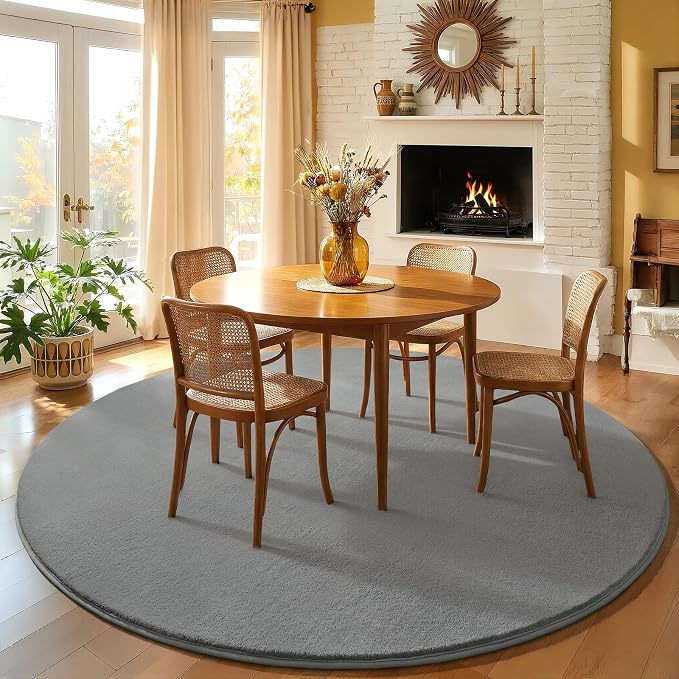 Grey Round Area Rugs 6ft Circle Rugs - Image 9