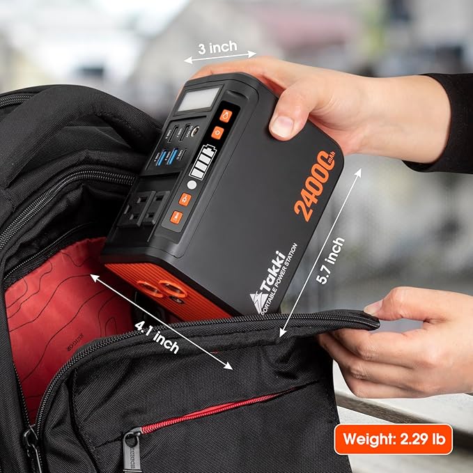 Takki 88.8Wh Portable Power Station Lithium Battery Small Generator Power Bank with 110V AC Outlet Battery Backup for Camping Home Use Emergency(Solar Panel Optional)