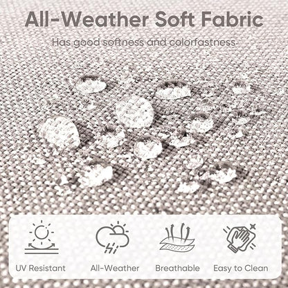 10-Piece Outdoor Patio Cushion Set - Fade & Water Resistant with Removable Olefin Cover, 22x24x4 Inch Memory Foam Cushions for Wicker Sectional Sofa – Beige/Buckle