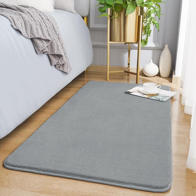 Modern Washable Runner Rugs, 2x4 Feet Grey Bedroom Runner Rug | Small Area Rugs by AmeareaDirect