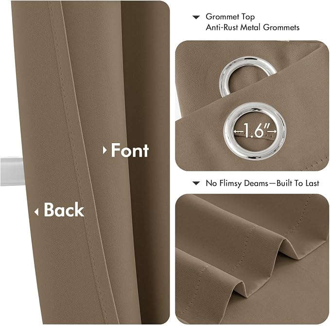 MIULEE Blackout Curtains for Bedroom 2 Panels 40 x 45 Inch Long Khaki | Thermal - Image 4