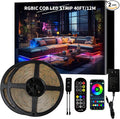 BUNACET 40ft COB RGB+IC LED Strip Lights, Bright Dream Color COB LED Light Strip with RF Remote App Control Music Sync Color Changing for Game Room Bedroom Kitchen Lighting Home Decor（2 Rolls）