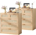 LEYAOYAO Rattan Dresser Set 2 for Bedroom, 33.5" Small Chest of Drawers | Gold by LEYAOYAO-Findtheshiningpointofyourideallife%EF%BC%81