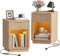 Akxomel Fluted Nightstand Set 2 Bedside Table by Akxomel