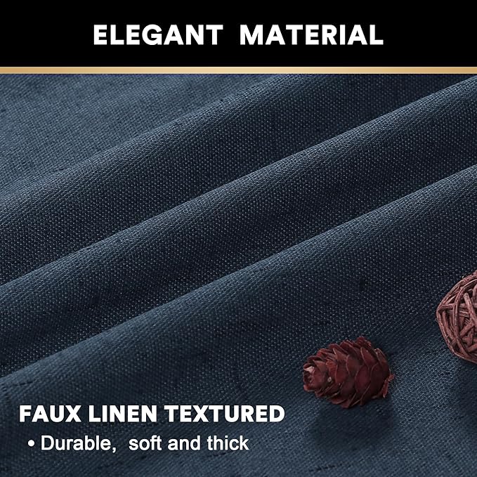 PrinceDeco 100% Blackout Curtains 54" Long for Dining Room Soundproof Window Treatment Drapes for Nursery Thermal Insulated with White Liner Short Textured Grommets Curtains 2 Panels Set,Navy