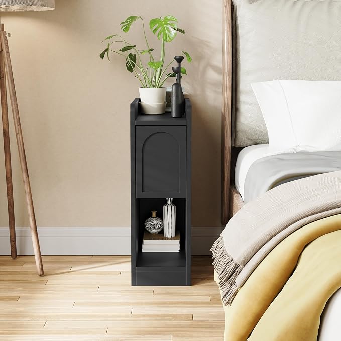 Narrow Nightstands Set of 2, Slim Bedside Tables - Image 9