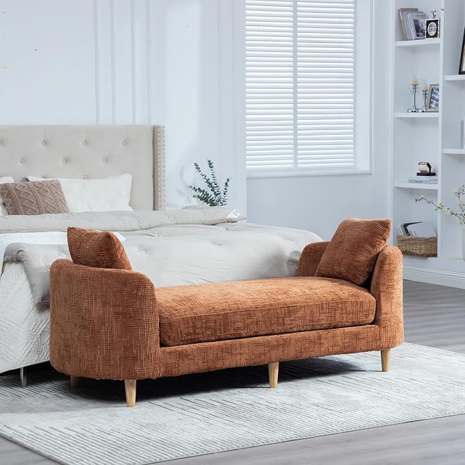 KEIKI Oversize 77.17" L Chenille End of Bed Bench Ottoman by KEIKI