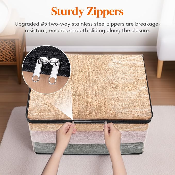 Lifewit 6 Pack Clear Clothes Storage Bags, 60L Plastic Blanket Vinyl Foldable - Image 6